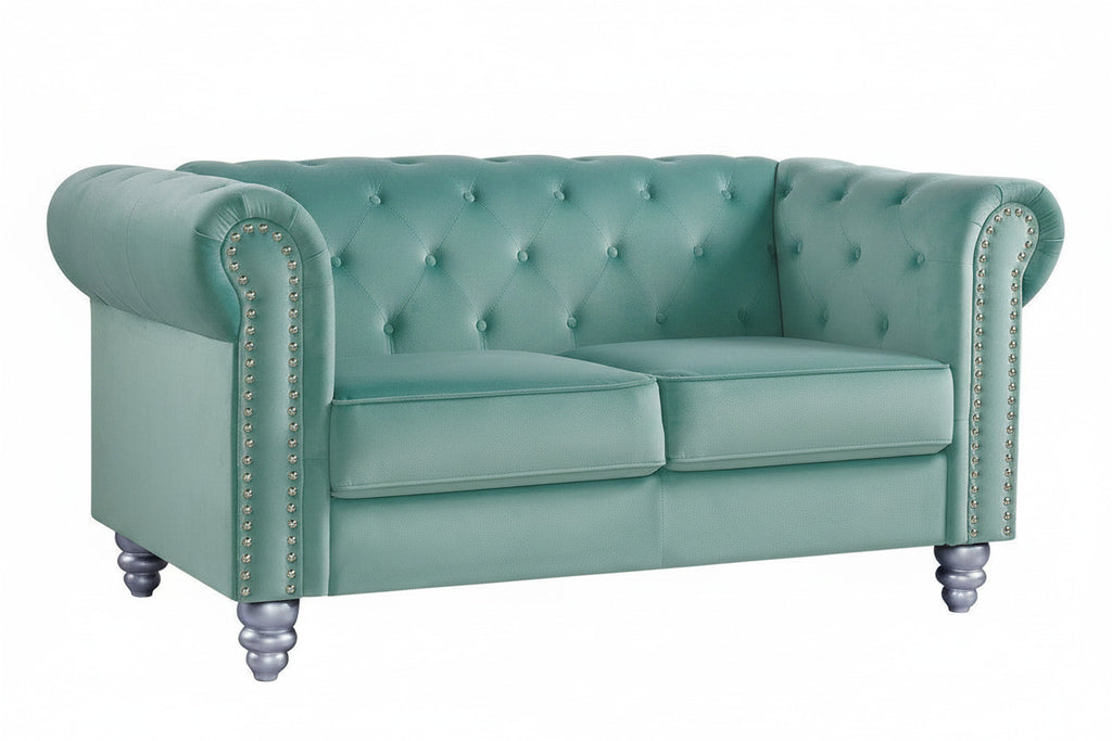 Sofá CHESTER STYLE / 2 plazas / tapizado velvet verde agua