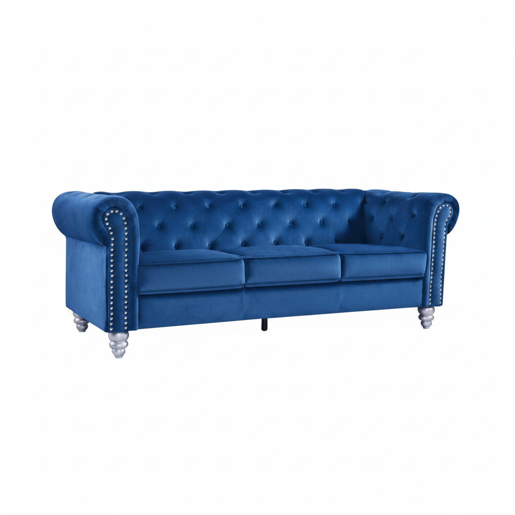 Set Sofás CHESTER STYLE / 3+2 plazas / tapizado velvet azul