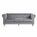 Sofá Chester Style 3 plazas tapizado en velvet gris 27, diseño elegante para salones en Villajoyosa y Costa Blanca