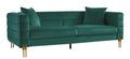 Sofá de 3 plazas de terciopelo verde oscuro con patas doradas, mueble de diseño exclusivo para salones modernos en Alicante