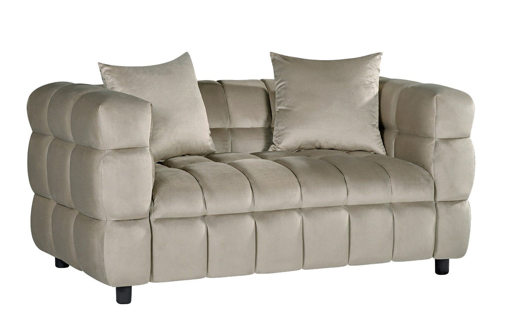 Sofá LORING / 2 plazas / tejido velvet gris claro