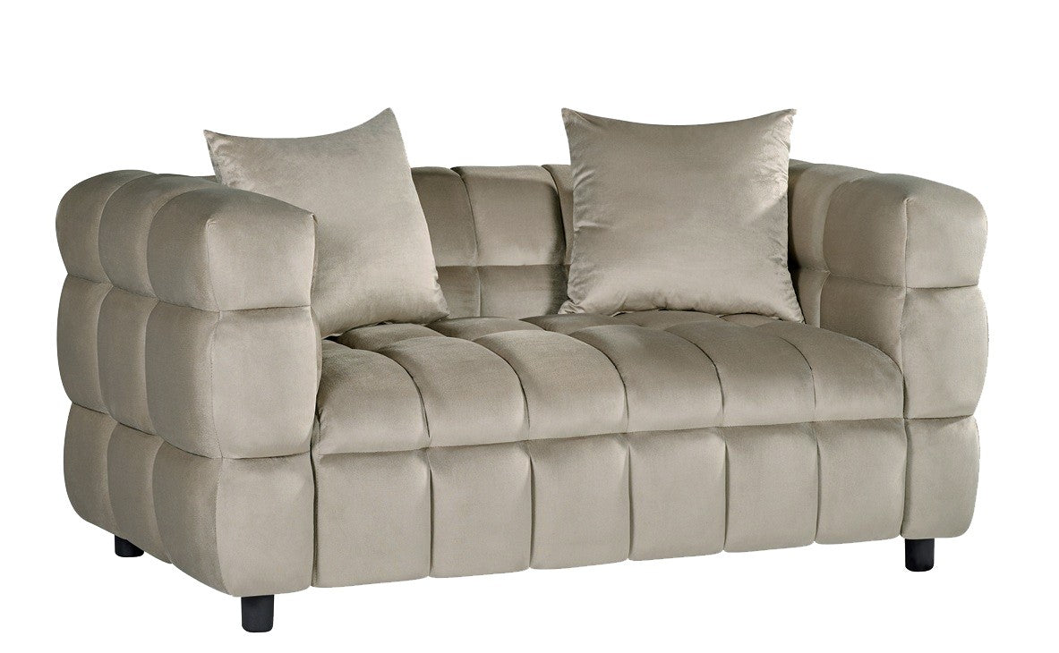 Sofá LORING / 2 plazas / tejido velvet gris claro