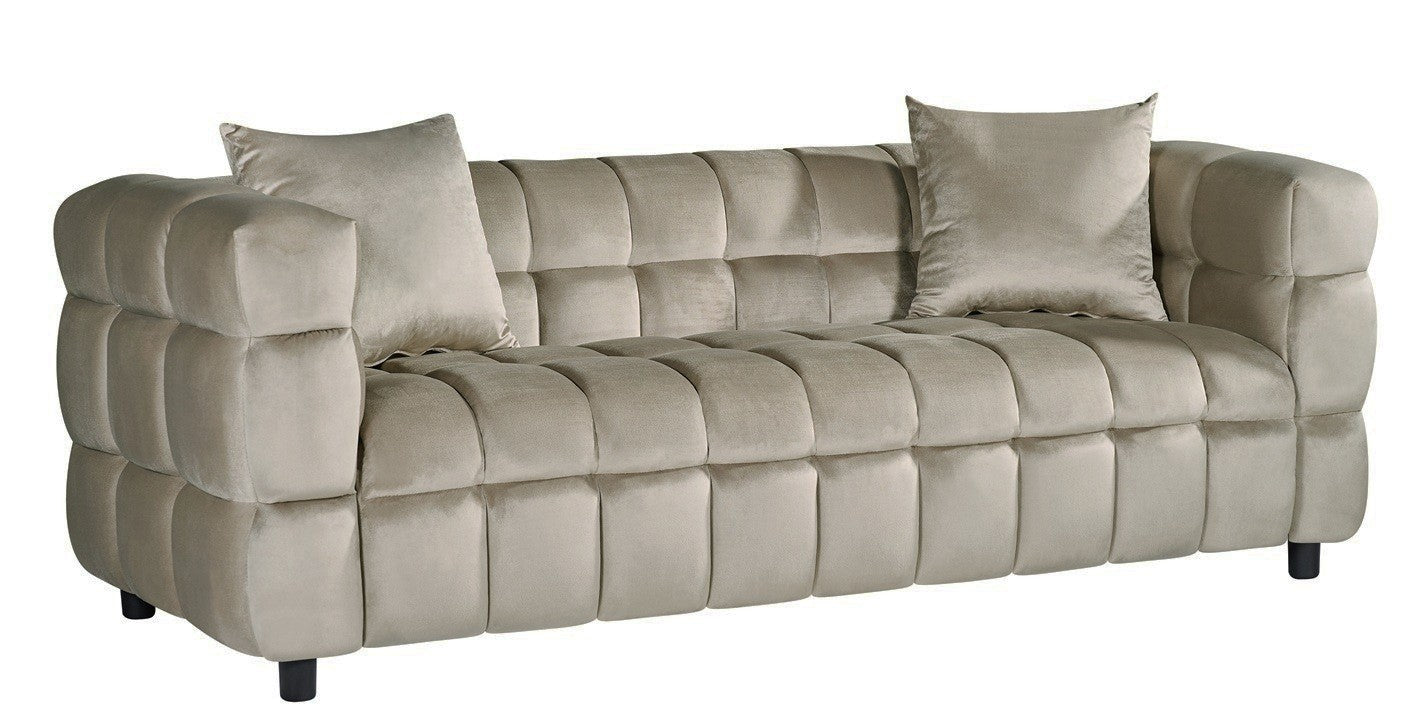 Sofá LORING / 3 plazas / tejido velvet gris claro