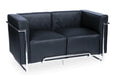 Sofá VENETTO / 2 plazas / acero inoxidable / similpiel negra