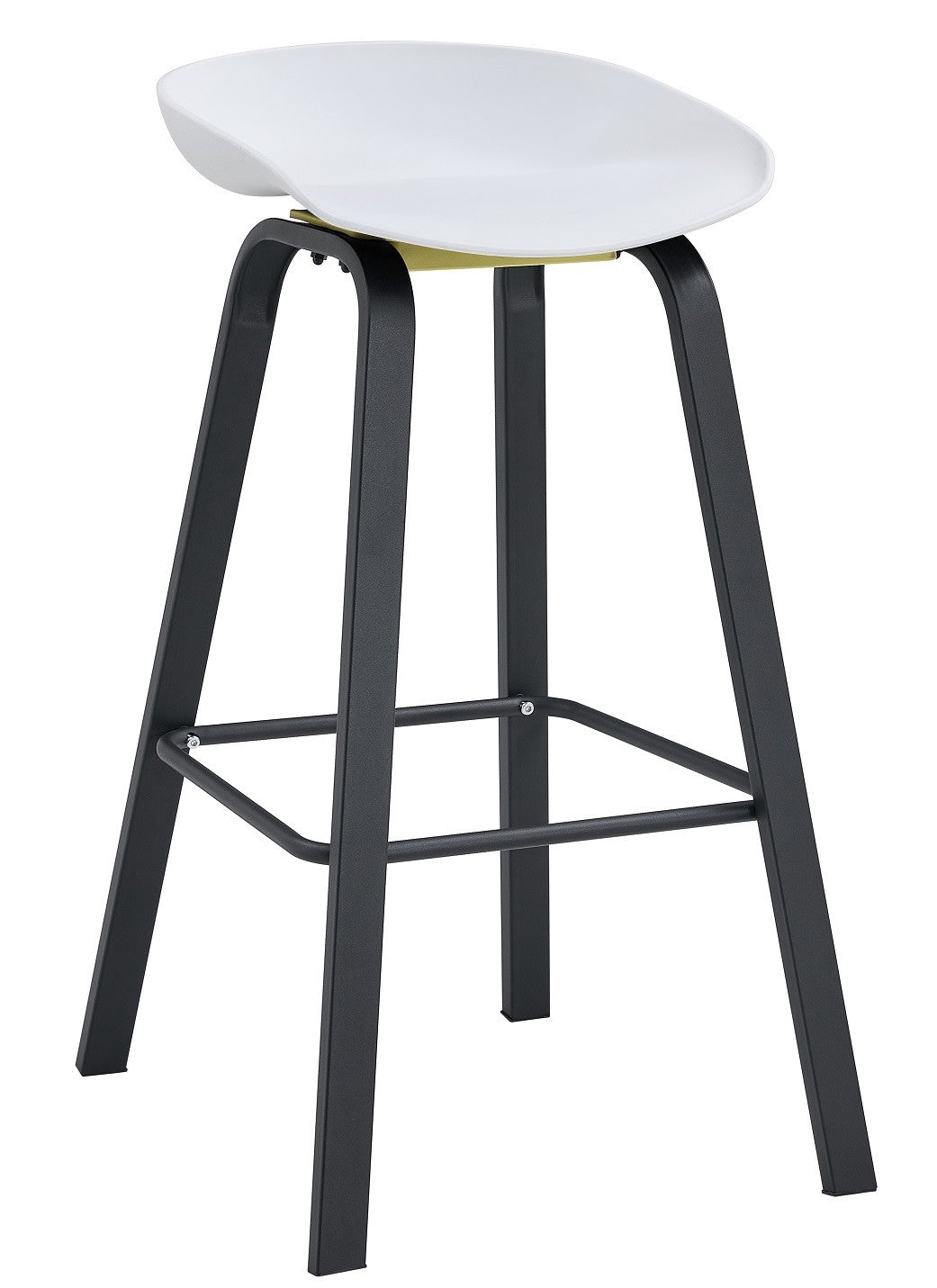 Taburete DANTE NEW (SU), metal negro, polipropileno blanco