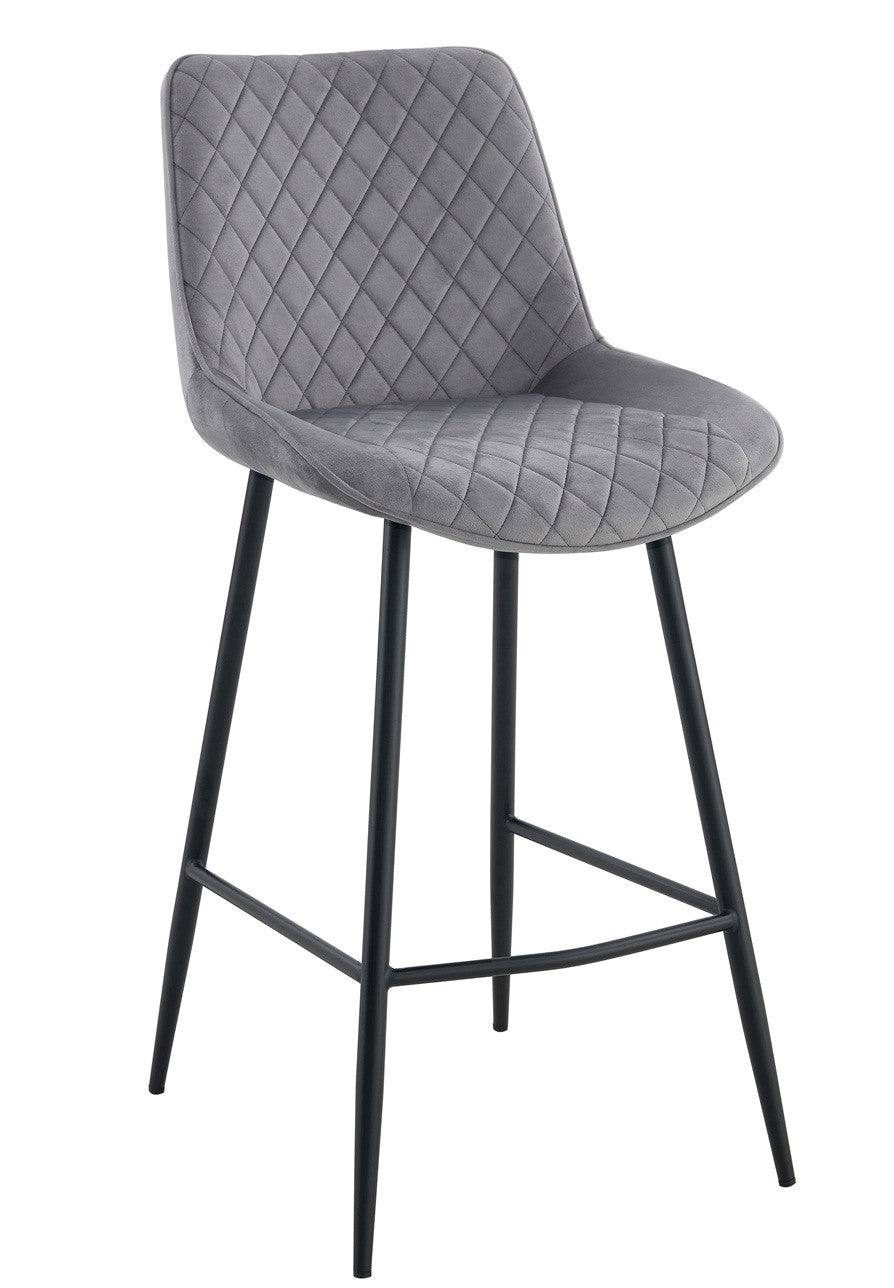 Taburete FELICIO / tapizado velvet gris claro