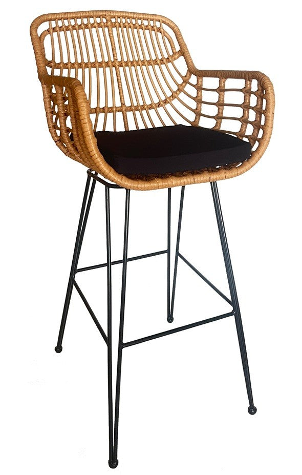 Taburete JAMBI / metal / ratán beige
