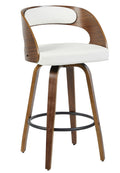 Taburete LOARRE / madera / similpiel blanca