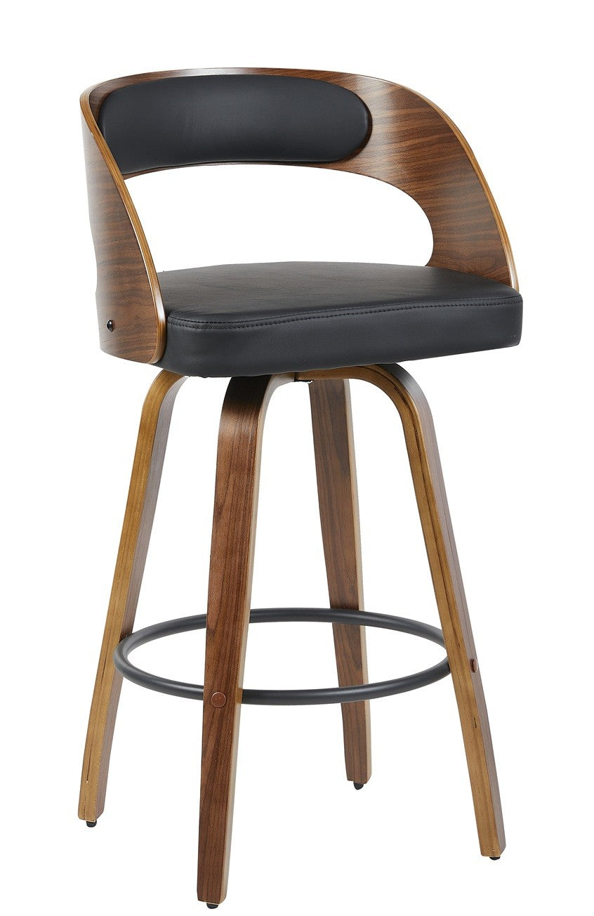 Taburete LOARRE / madera / similpiel negra