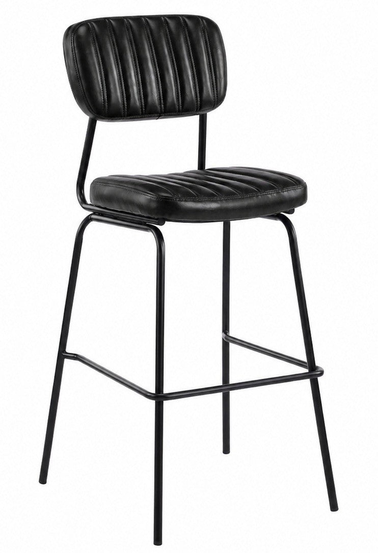 Taburete NUREMBERG, metal, similpiel negro