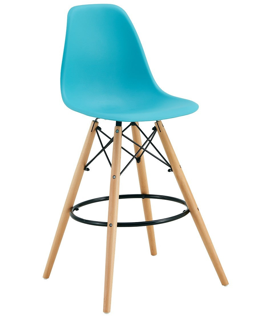 Taburete STAR / madera / carcasa turquesa